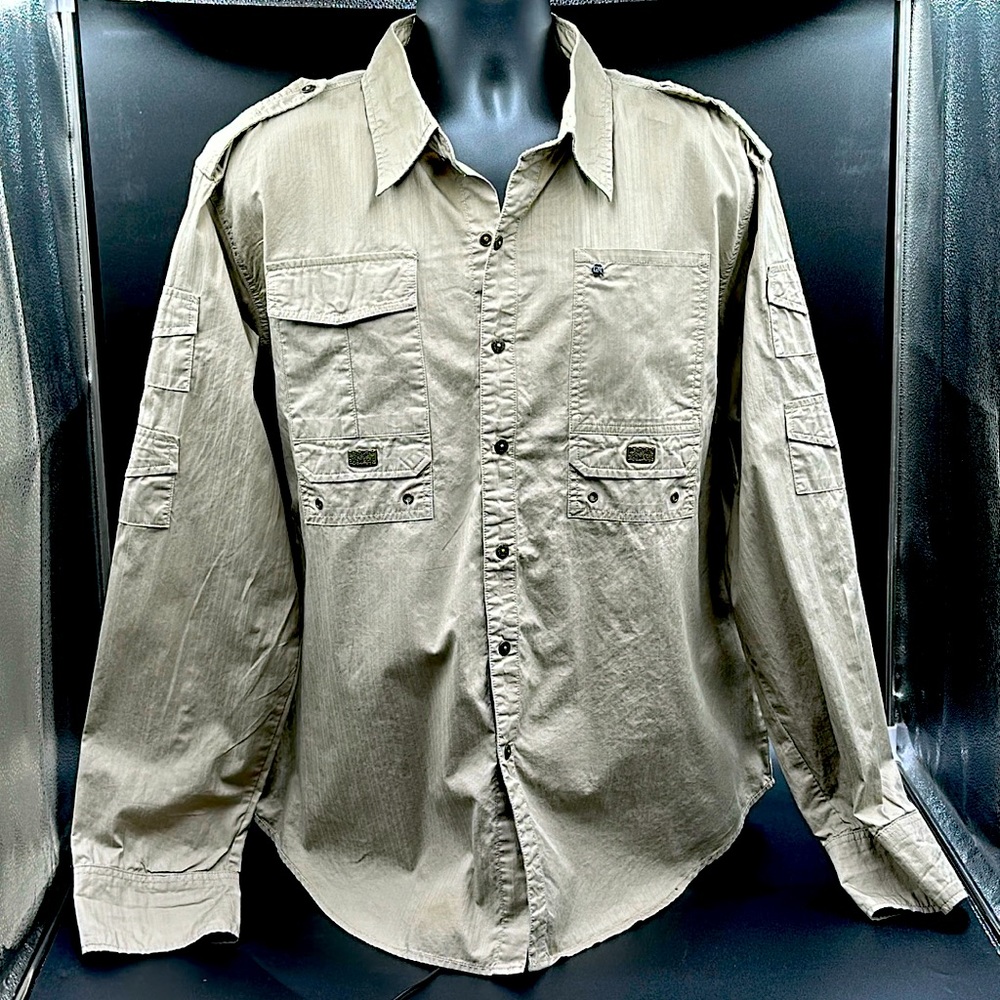Blac Label Gun Metal snap button button down. Size 2X. Men. Olive Green.